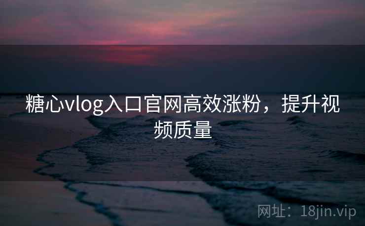 糖心vlog入口官网高效涨粉，提升视频质量